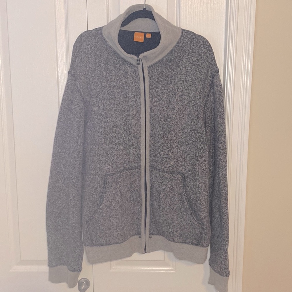 Hugo Boss Orange gray zip-up sweater